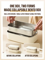 Boîte à bento en acier inoxydable 304, récipient à lunch hermétique anti-fuite, boîte alimentaire rectangulaire portable pour adultes et étudiants