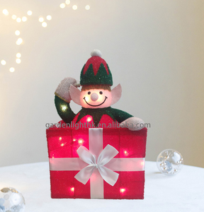 กล่องของขวัญเอลฟ์คริสต์มาสขนาด 12 นิ้ว พร้อมไฟ 100 ชิ้นขึ้นไป สำหรับตกแต่งภายใน/ภายนอกบ้าน งานปาร์ตี้ วันหยุด ตกแต่งโต๊ะ - Product Image 5