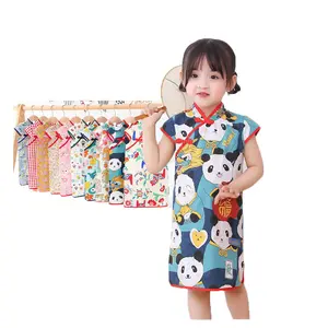 Kinder Kleding Laatste Ontwerp Baby Katoenen Kinderen Zomer Chinese Stijl Jurk Zonnig 100% Katoen