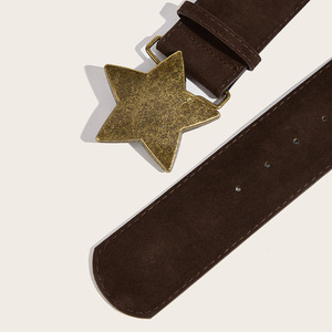 <span class=keywords><strong>Ceinture</strong></span> décorative rétro en forme d'étoile à cinq branches pour femmes, en cuir, style subculture, avec logo personnalisé et boucle en cuivre, vente en gros - Product Image 3