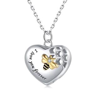 Collar con colgante de abeja <span class=keywords><strong>reina</strong></span> en forma de corazón, collar de cenizas de urna de cremación de acero inoxidable, adorno de <span class=keywords><strong>abejorro</strong></span> bonito, regalo conmemorativo - Product Image 6