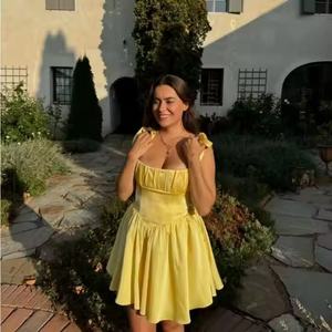 Robe mini pour femme, style 2025, nouvelle collection, coupe ajustée, sexy, dos nu, en coton, avec lacets - Product Image 5