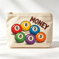 Sac de rangement portable en toile à fermeture éclair pour marqueurs de bingo, motif billes de billard vintage, pour joueur de bingo