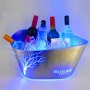 Barra LED de gran capacidad, cubo de hielo luminoso de carga, plástico acrílico, cerveza, champán, vino tinto y Vodka