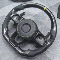 Volant de voiture en fibre de carbone modifié, adapté aux Mercedes-Benz AMG W205 W214 W222 W223 C63 C43, volant en fibre de carbone