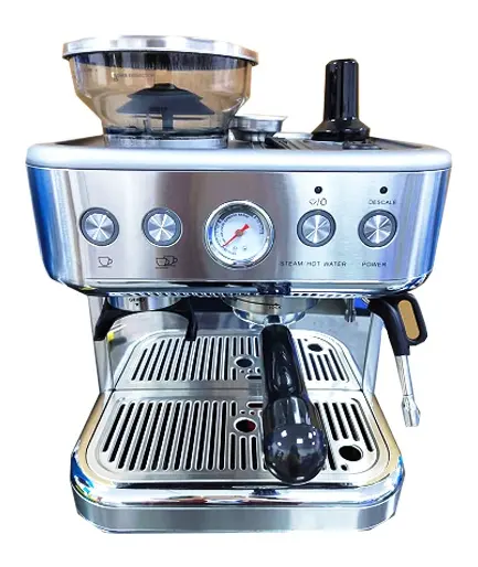 China Coffee Bean Grinder and Espresso Maker with Barometer Timer Steam Wand Multifunction Bean to Cup Coffee Machine