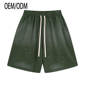 Shorts pour hommes classiques, décontractés, vintage, surdimensionnés, avec logo personnalisé imprimé, en tissu éponge 100% coton 325 g/m², lavés à l'acide - Product Image 3