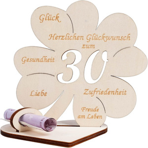 Clover Wooden Gift <b>Box</b> 40 50 60 70 Years Birthday <b>Money</b> Holder Decoration For Golden Wedding Anniversary Gift - Product Image 2