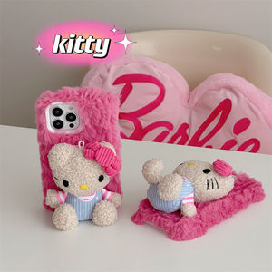 Funda de teléfono con textura de felpa de lujo, anticaída, absorbente de golpes, estilo Instagram, Kit rosa, gato, Compatible con iPhone 12 13 14 <span class=keywords><strong>15</strong></span> Pro Max - Product Image 3