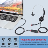 Microphone USB pour casque, suppression du bruit, protection auditive, mains libres, bandeau réglable, pour ordinateur portable, PC, Skype, appels en webinaire