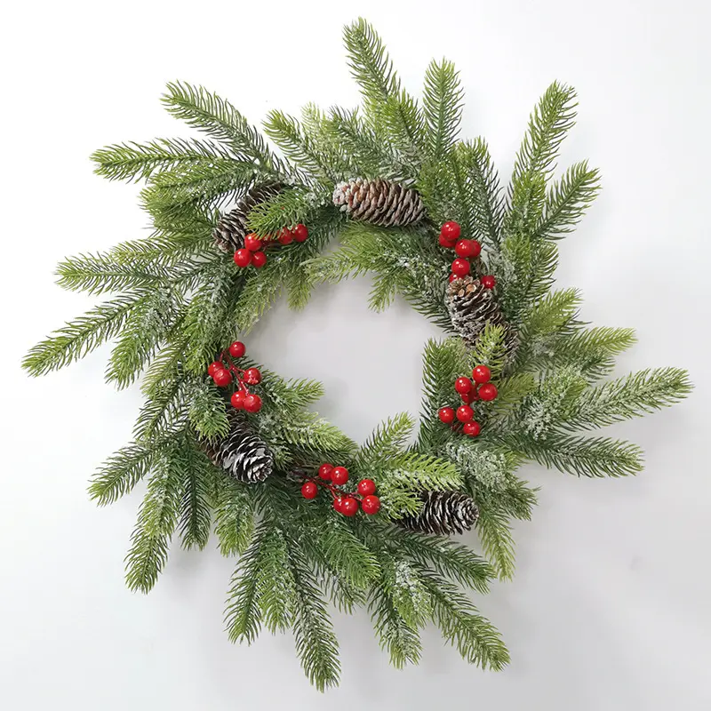 Couronnes de fête de Noël artificielles et guirlande de Noël en gros diamètre 35 cm véritables pommes de pin porte d'entrée suspendue