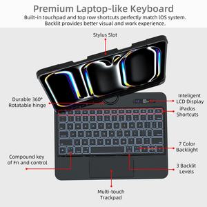 เคสคีย์บอร์ดหมุนได้ 360 องศา สำหรับ iPad 10.2/10.5/ Air 11/ Pro 12.9/13 นิ้ว รุ่นปี 2022 2024 เคสแท็บเล็ตแบบกำหนดเองพร้อมทัชแพด - Product Image 3