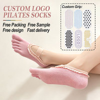 Chaussettes de yoga et de barre personnalisées en coton et élasthanne, avec points antidérapants en caoutchouc et motif jacquard, couleur personnalisée, marque privée, vente en gros