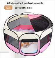 Petop Tragbares Faltbares Hunde- und Katzen-Laufgitter mit Panorama-Sonnendach Atmungsaktives Netzgehege für Kleintiere Sommernutzung Mascotas