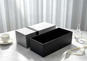 Eco-Friendly <b>Recyclable</b> Rectangular Slide Rigid Gift <b>Box</b> Thick Cardboard Matte Black Interior Geometric Pattern Printed Sleeve - Product Image 3