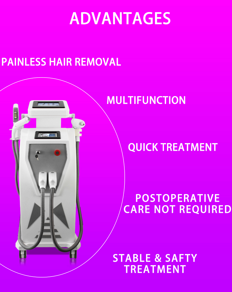 Hottest 4 in 1 E-light Ipl Rf Nd Yag Laser Multifunction Hair Removal Machine