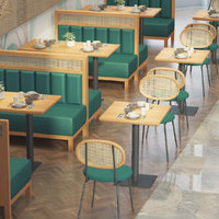 Ensembles de mobilier de restaurant traditionnel et personnalisé, style antique, en cuir massif, pour hôtels, avec banquette, canapé et chaises, OEM ODM