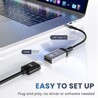 Kabel USB-C ke HDMI 8K 2.1 Pria ke Wanita, Adaptor Konverter USB Tipe C ke HDMI 8K 30Hz
