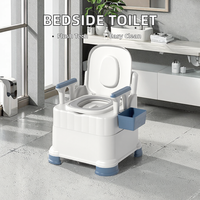 Toilette monobloc de chevet de chambre à coucher intérieure portable pour adultes bol en plastique de forme carrée pour l'utilisation de la salle de bain des femmes enceintes