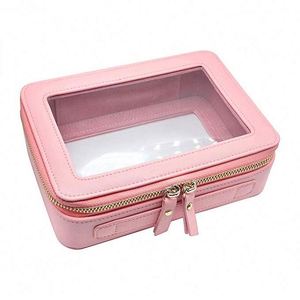 Bolsa de cosméticos de poliéster rosa de fábrica BSCI, organizador de belleza a la moda - Product Image 1