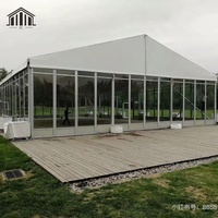 Tentes en verre imperméables en PVC pour mariages et fêtes, directement de l'usine, pour 200 personnes, tentes de réception personnalisées de grande taille