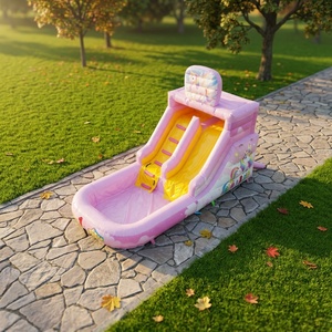 Toboggan aquatique gonflable sur le thème de l'unicorn certifié EN14960, résistant aux intempéries, utilisation commerciale, installation facile, rose, fée, festival d'été - Product Image 1