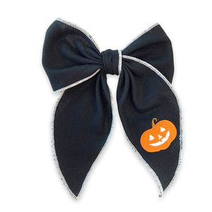Fiocchi da Marinaio in Lino Ricamati Personalizzati per Halloween, Fiocchi Autunnali con Clip per Ragazze e Donne - Product Image 2