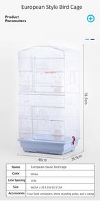 Groothandel Topkwaliteit 36 Inch Dubbel Groot Formaat Papegaai Kanarievogelkooi Metalen Fokkerij Gaashok Love Birds - Product Image 6