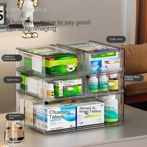 กล่องเก็บยาหลายชั้นแบบโปร่งใสมองเห็นได้ความจุขนาดใหญ่กล่องเก็บของกันฝุ่นสำหรับครอบครัวแบบลิ้นชัก - Product Image 2