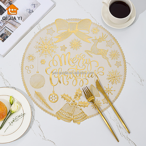 Napperons de Noël Zifeifan de luxe modernes réutilisables en PVC, imperméables, pour <span class=keywords><strong>d</strong></span>écorations de table de fêtes, <span class=keywords><strong>d</strong></span>îners, forme irrégulière, épaisseur 1,5 mm - Product Image 1