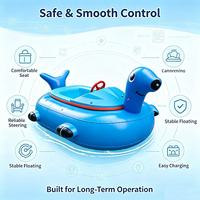 Bateau tamponneur électrique gonflable en forme d'animal de dessin animé, bateau électrique monoplace pour enfants avec musique pour piscine et carnaval