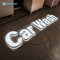 Enseigne LED extérieure, éclairée devant et derrière, étanche, lettres en relief personnalisées pour la publicité de lave-auto