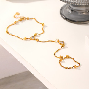 MW Zircon <strong>Beads</strong> Chain <strong>Bracelet</strong> PVD 18k <strong>Gold</strong> Plated Stainless Steel Chain Finger <strong>Bracelet</strong> Wholesale Stainless Steel <strong>Bracelets</strong> - Product Image 4