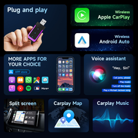 Adaptateur sans fil 2-en-1 pour CarPlay et Android Auto : Convertissez le CarPlay filaire en sans fil, Plug and Play, USB, Mini LED, Boîtier AI