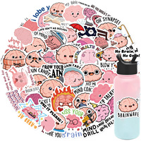 Paquete de 50 Pegatinas Decorativas de PVC Impermeables con Diseño de Cerebro, Coloridas y Lindas, para Vasos, Botellas, Cuadernos, Equipaje, Laptops, Patinetas