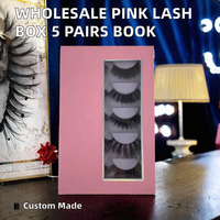 Boîtes à cils vides en gros pour cosmétiques, gaufrées, roses, multipack, pour 5 paires de cils 3D en vison, 5D, 25mm, emballage pour cils