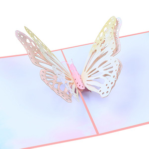 Carte de vœux 3D pop-up papillon rose scintillant et coloré, impression UV, cadeau universel porte-bonheur - Product Image 3