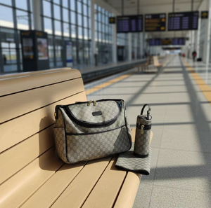 Ensemble de sacs à couches de luxe 3-en-1 : <span class=keywords><strong>Sac</strong></span> fourre-tout de maternité de créateur haut de gamme avec matelas à langer et porte-biberon isotherme, grand format, imperméable - Product Image 2