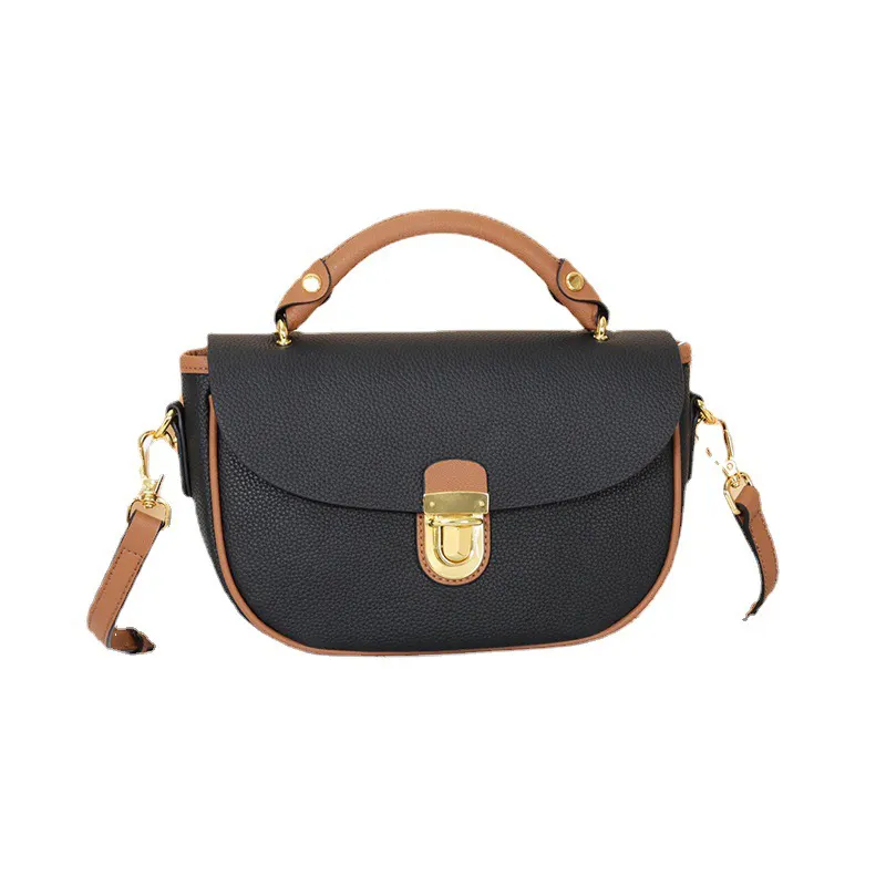 2023 Neue Damen Kontrast farbe Leder handtasche Innen tasche Fashion Saddle Mini Messenger Bag