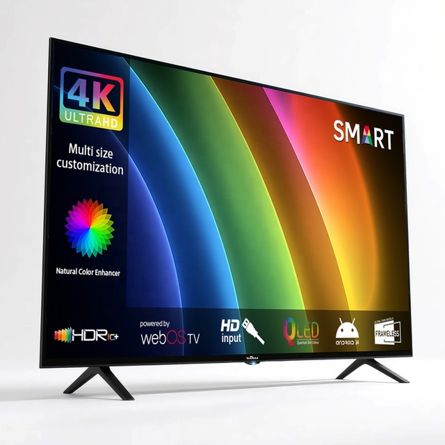 Ready-to-Ship Frameless LED Smart TV 43" 50" 55" 65" 75" 85" 98" Sizes 4K UHD HDTV Definition Good Price for Hotel Use
