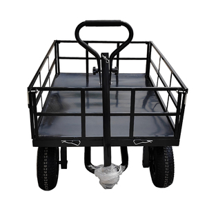 Chariot de manutention industriel et commercial à quatre roues, plateforme métallique, chariot à main, chariot de jardin en métal - Product Image 5