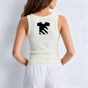 Débardeur côtelé personnalisé OEM pour femme, avec logo brodé, col en V, coupe courte, en coton, vente en gros - Product Image 4