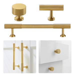 Koppalive Tiradores de latón cepillado con rayas rectas lineales, tirador de latón para muebles de cajón de armario de cocina - Product Image 3