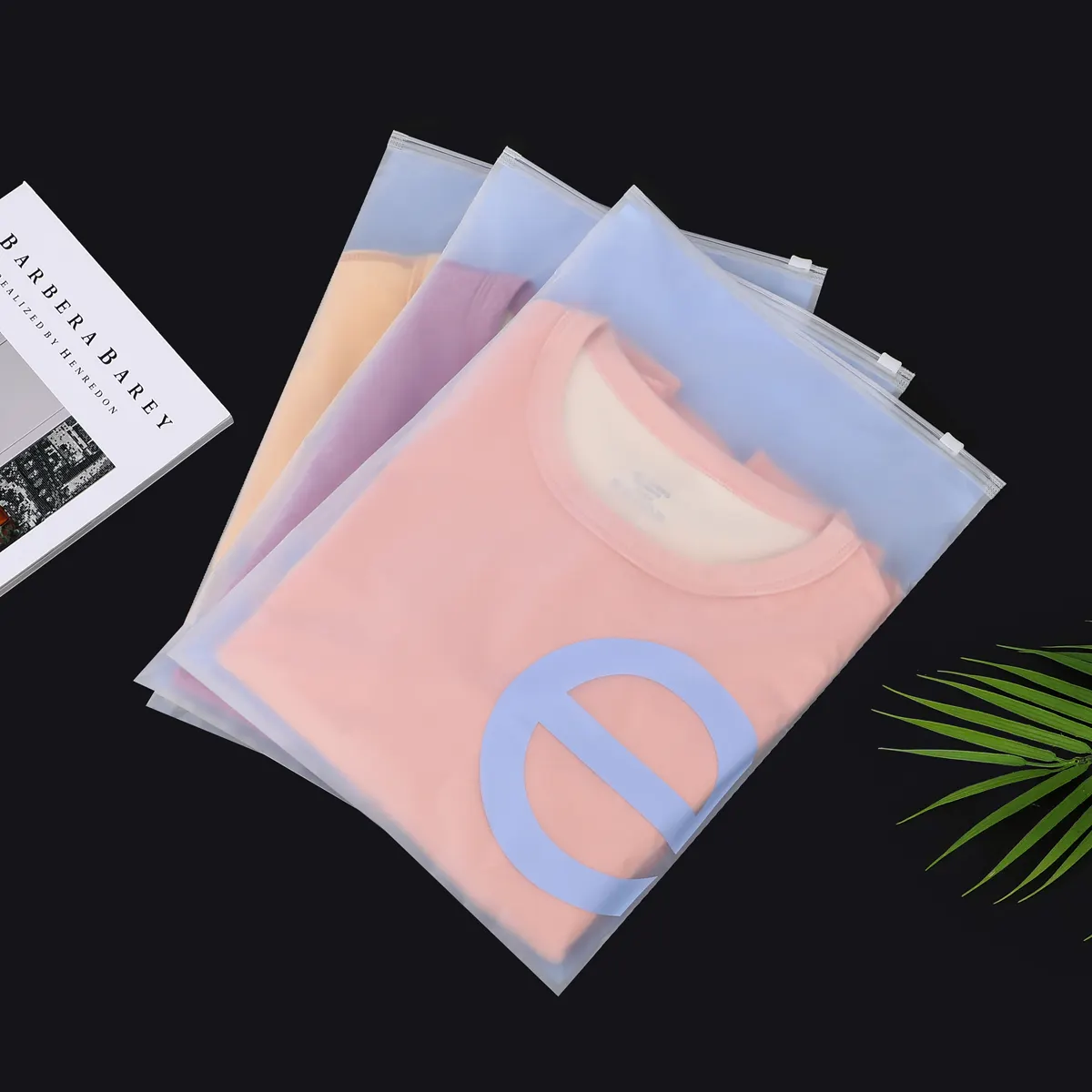 Bolsas de plástico biodegradables para embalaje de ropa de niños, bolsas esmeriladas con cierre de cremallera, para camisetas