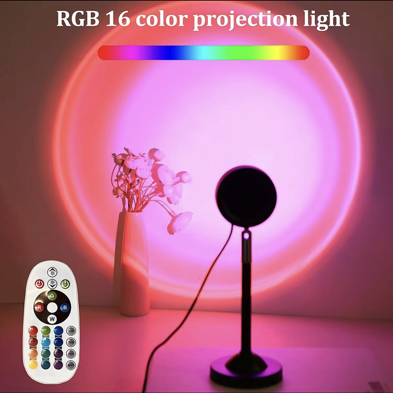 16-Color RGB Sunset Projection Lamp with Remote Control – Ambient Night Light - View 2