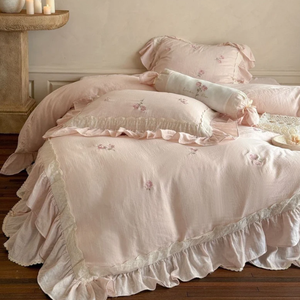 Ensemble de literie en dentelle à volants <span class=keywords><strong>Beatrice</strong></span> <span class=keywords><strong>Rose</strong></span> / <span class=keywords><strong>Rose</strong></span> - Product Image 3