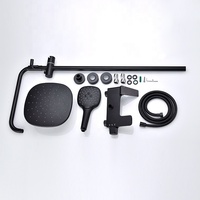 Luxe en laiton noir mitigeur multifonctionnel salle de bain système de douche pluie douce robinet de douche chaud froid baignoire mitigeur robinet