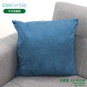 Cuscino in Denim Blu Pavone 45*45 Cojin per Cuscini da Seduta Design Unico e Elegante - Product Image 3