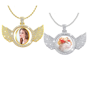 Collana con <span class=keywords><strong>Ali</strong></span> d'Angelo Personalizzabile, Rotante, Rotonda, con Immagine Stampata su Misura - Product Image 2