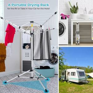 Séchoir à <span class=keywords><strong>linge</strong></span> naturel pour l'extérieur, portable, à 4 bras, en aluminium. - Product Image 5